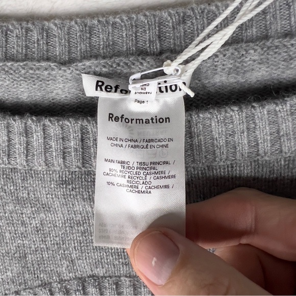 Reformation Maddy Cashmere Cropped Top Sweater Women's Small Husky Gray NWT - Picture 6 of 12